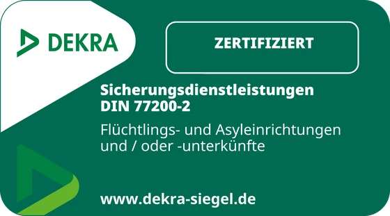DEKRA-Siegel: Sicherungsdienstleistungen DIN 77200-2, Flüchtlings- und Asyleinrichtungen