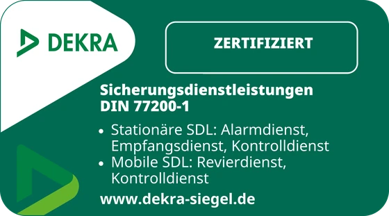 DEKRA-Siegel: Sicherungsdienstleistungen DIN 77200-1